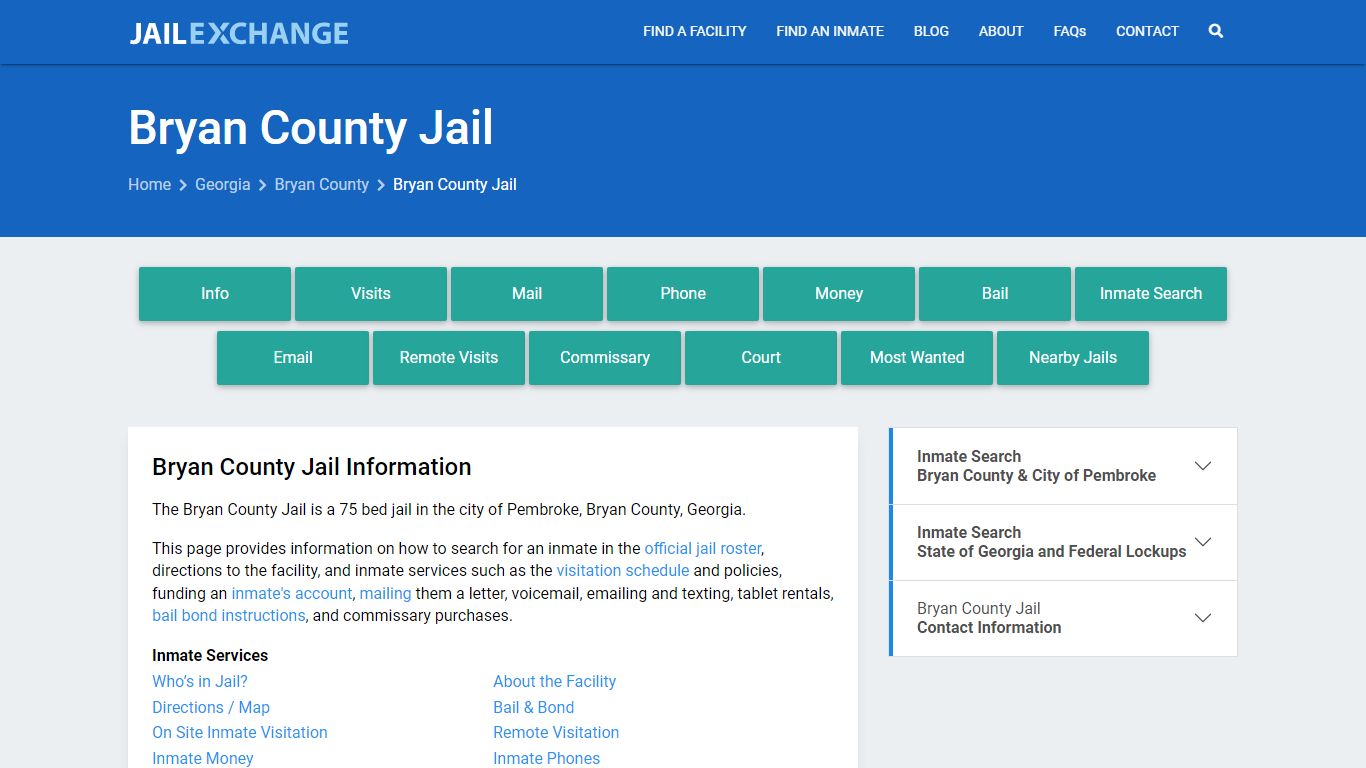 Bryan County Jail, GA Inmate Search, Information